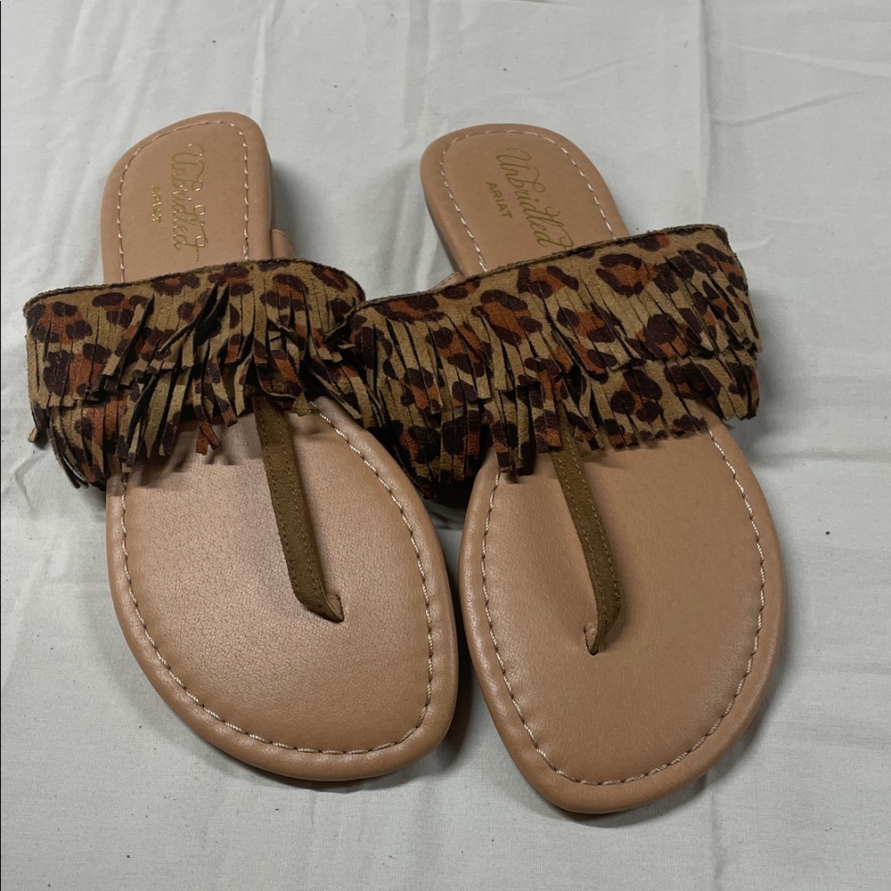 Corkys Leopard Fringe Sandals